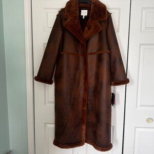 NWT - Avec Les Filles Faux Shearling Maxi Coat - Brown - Medium